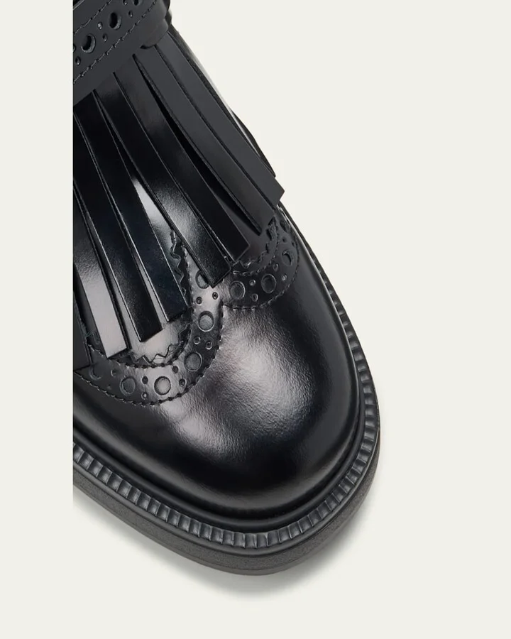 Gomma Leather Kiltie Buckle Oxford Loafers - Image 5