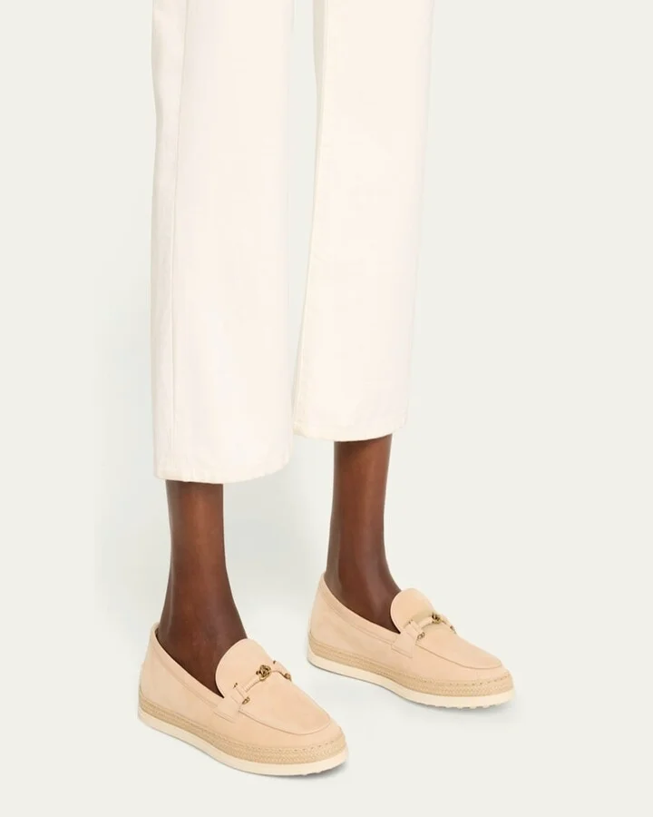 Gomma Suede T-Ring Espadrille Driver Loafers - Image 5