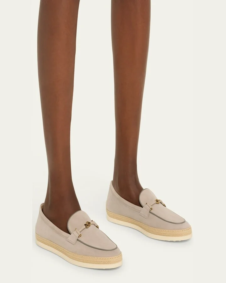 Gomma Suede T-Ring Espadrille Driver Loafers - Image 5