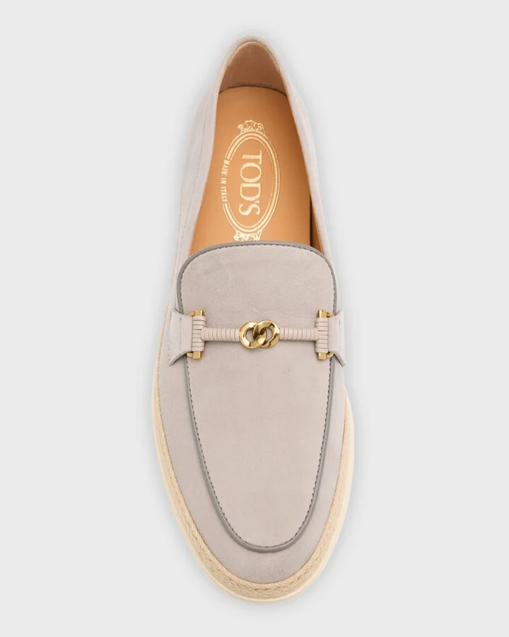 Gomma Suede T-Ring Espadrille Driver Loafers - Image 7