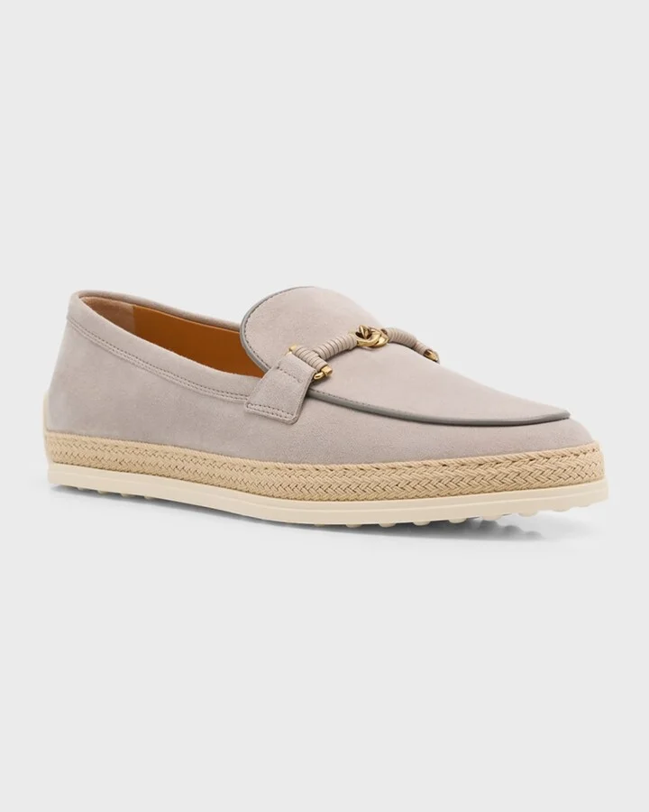 Gomma Suede T-Ring Espadrille Driver Loafers - Image 10