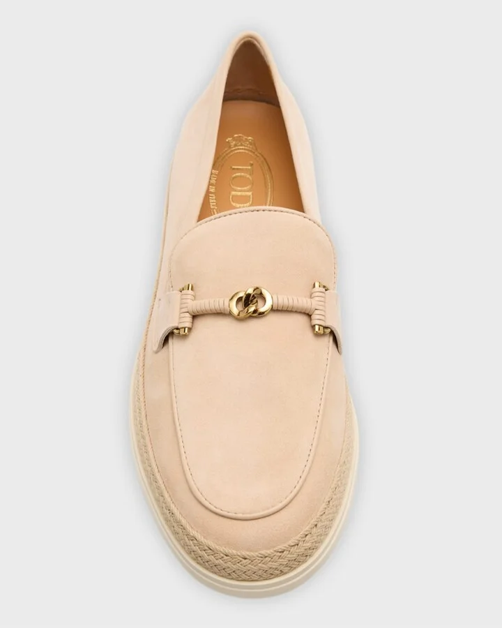 Gomma Suede T-Ring Espadrille Driver Loafers - Image 5