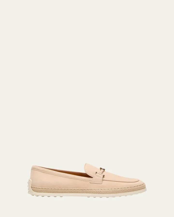 Gomma Suede T-Ring Espadrille Driver Loafers