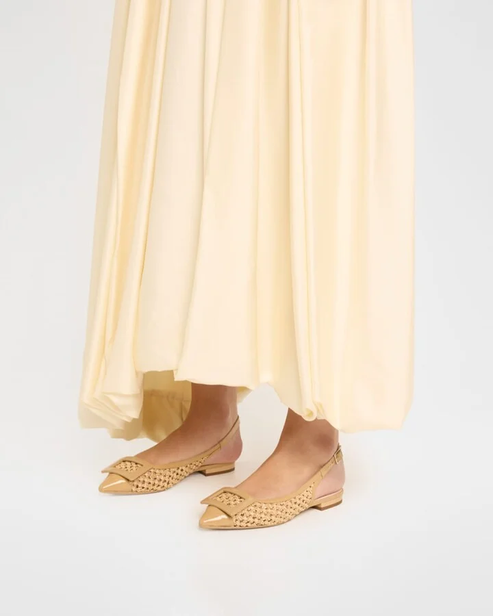 Gommettine Bardo Leather & Raffia Slingback Ballet Flats - Image 2