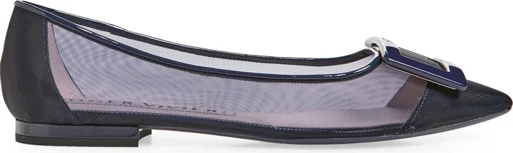 Gommettine Buckle Pointed Toe Mesh Ballerina Flat - Image 3
