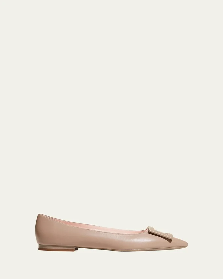 Gommettine Leather Buckle Ballerina Flats