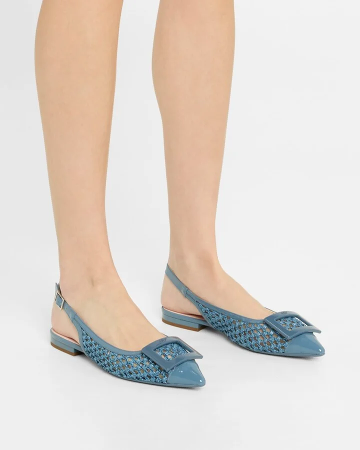 Gommettine Raffia Buckle Slingback Ballerina Flats - Image 2