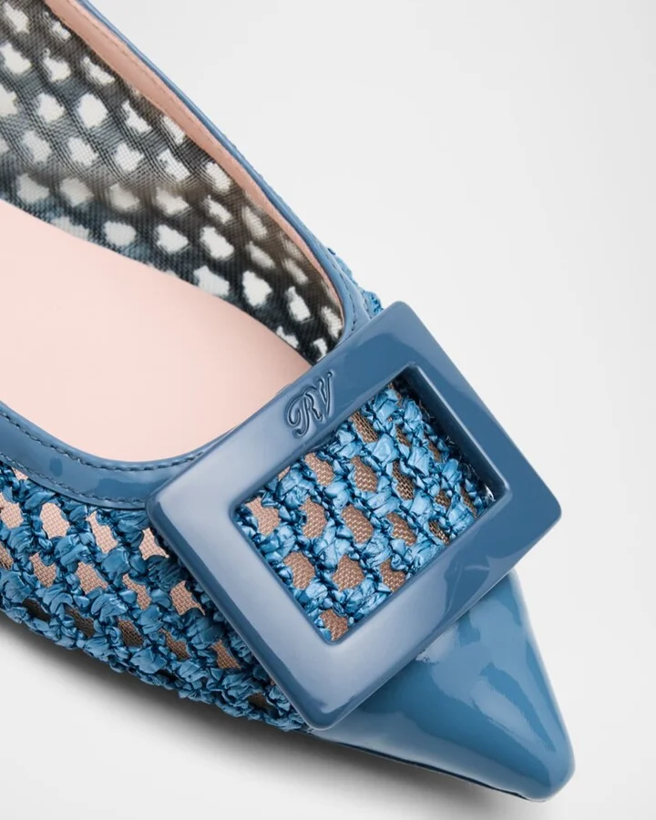 Gommettine Raffia Buckle Slingback Ballerina Flats - Image 5