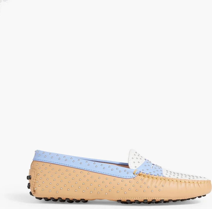 Gommini studded color-block leather loafers