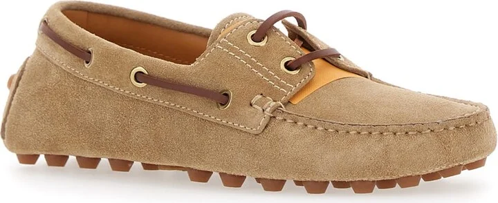 'gommino' Beige Loafers With Woven Tie In Suede Woman - Image 2