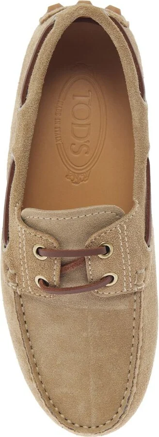 'Gommino' Beige Loafers With Woven Tie In Suede Woman - Image 3