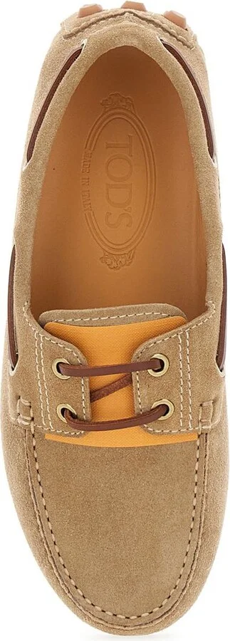 'Gommino' Beige Loafers With Woven Tie In Suede Woman - Image 4