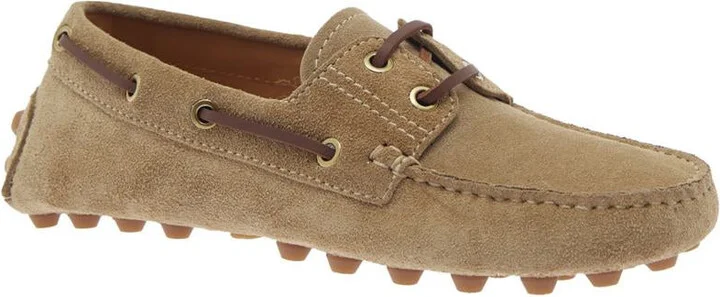 'Gommino' Beige Loafers With Woven Tie In Suede Woman