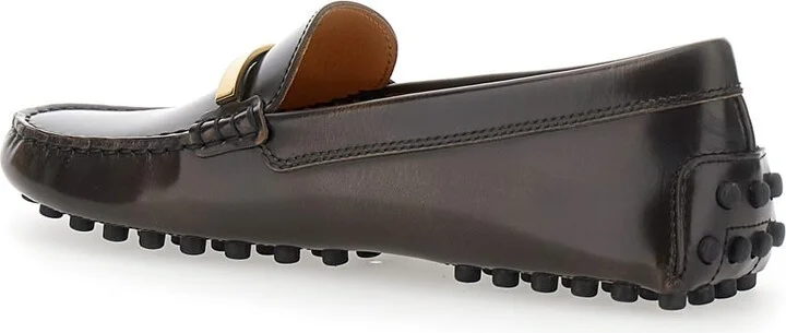 'gommino' Brown Loafers With Engraved Logo In Leather Woman - Image 3