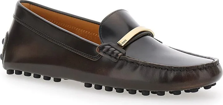 'Gommino' Brown Loafers With Engraved Logo In Leather Woman - Image 2