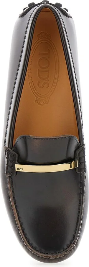 'Gommino' Brown Loafers With Engraved Logo In Leather Woman - Image 7