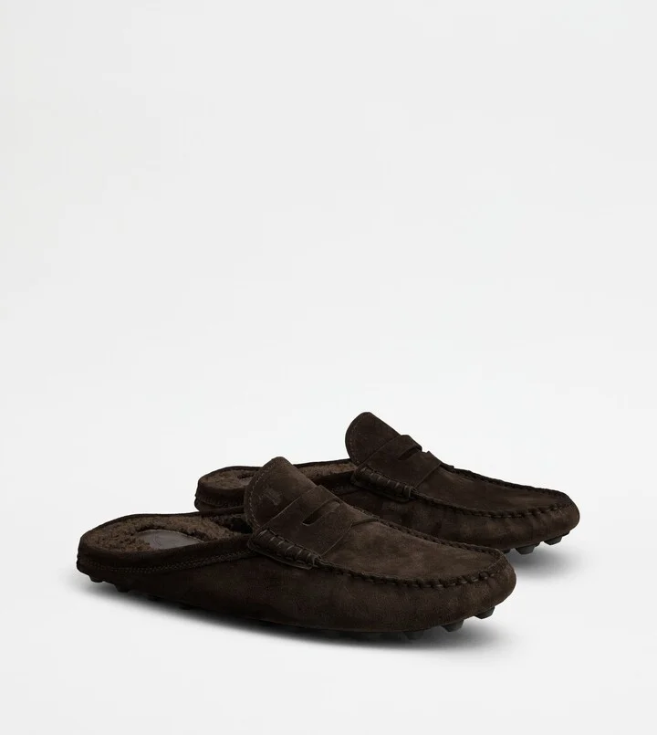 Gommino Bubble Mules in Suede - Furry Lining - Image 2