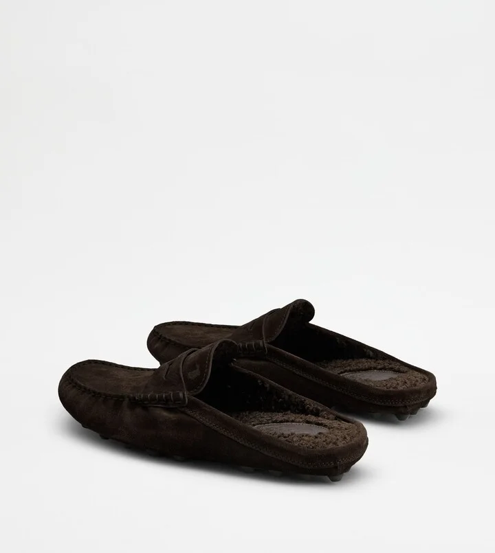 Gommino Bubble Mules in Suede - Furry Lining - Image 3