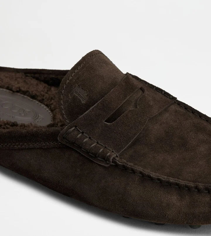 Gommino Bubble Mules in Suede - Furry Lining - Image 5
