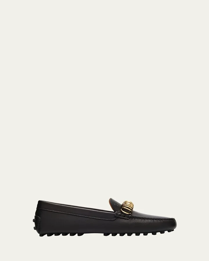 Gommino Cavillon Leather Rings Driver Loafers