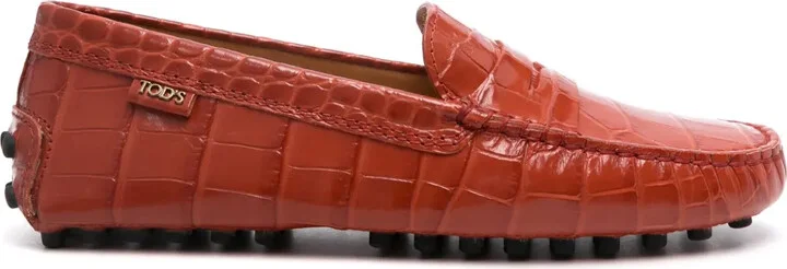 Gommino crocodile-effect loafers