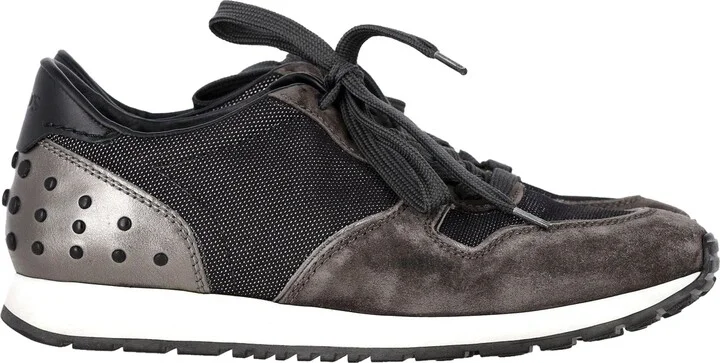 Gommino Detail Low-Top Sneakers in Grey Suede
