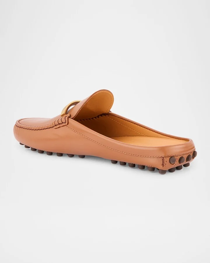 Gommino Leather Bar Driver Loafer Mules - Image 2