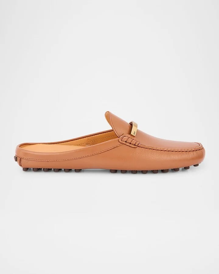 Gommino Leather Bar Driver Loafer Mules