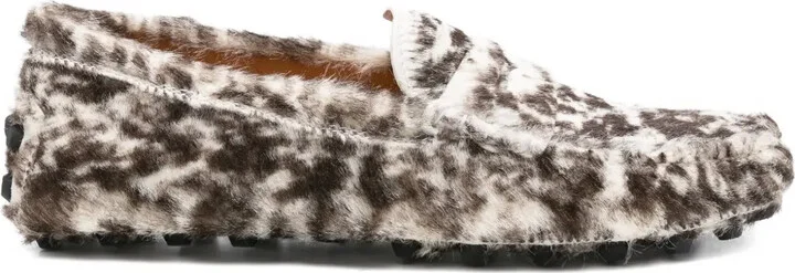 Gommino leopard-print pony-hair loafers