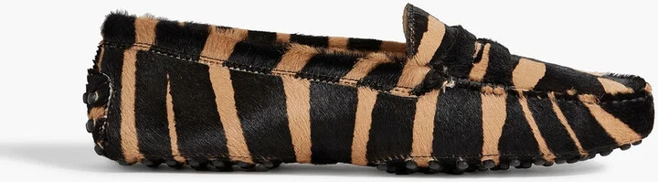 Gommino zebra-print calf hair loafers