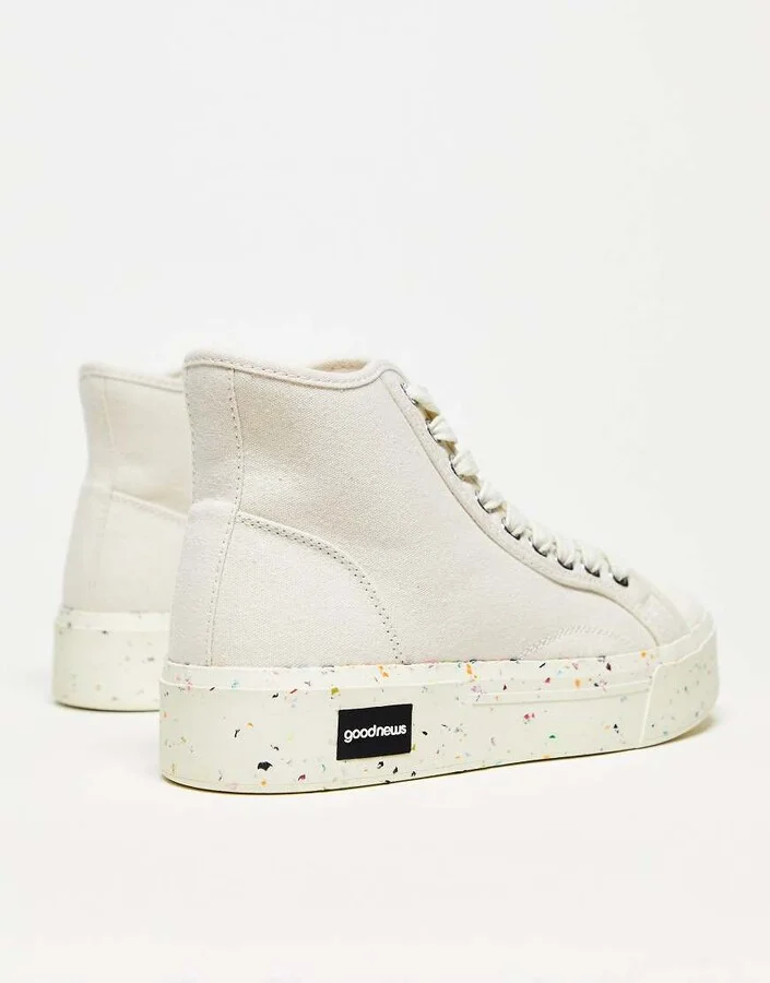 Good News Juice high top chunky sneakers in beige with speckled sole - Image 2