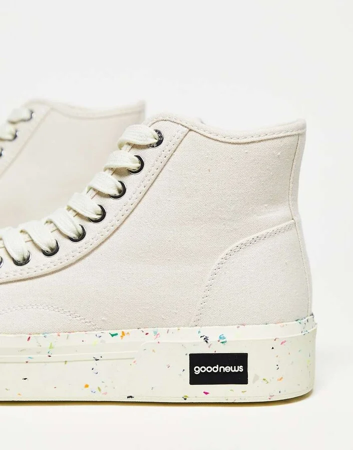 Good News Juice high top chunky sneakers in beige with speckled sole - Image 4