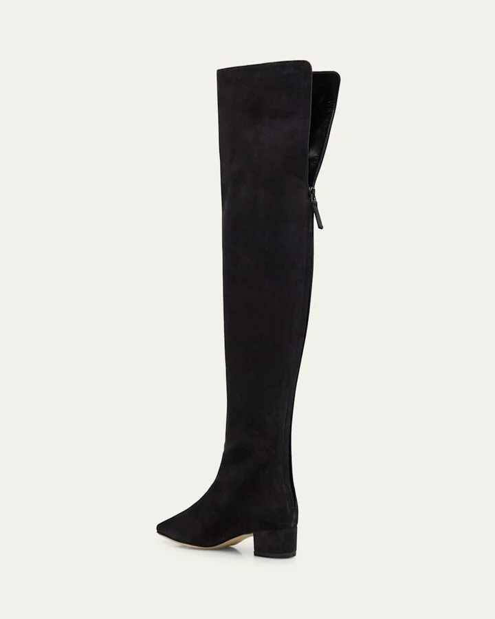 Gore Suede Block Heel Knee Boots - Image 2