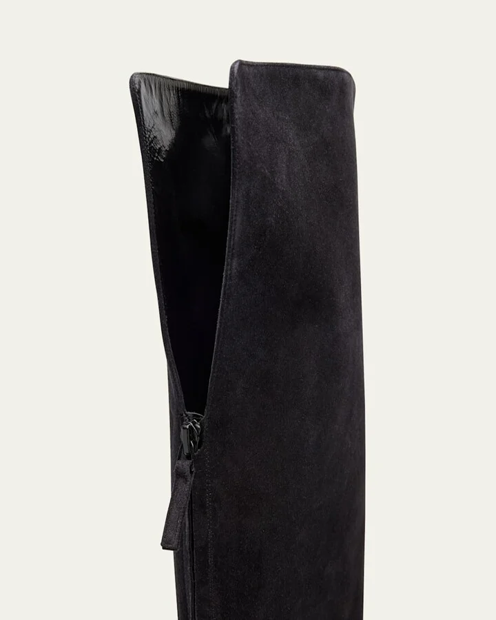 Gore Suede Block Heel Knee Boots - Image 3