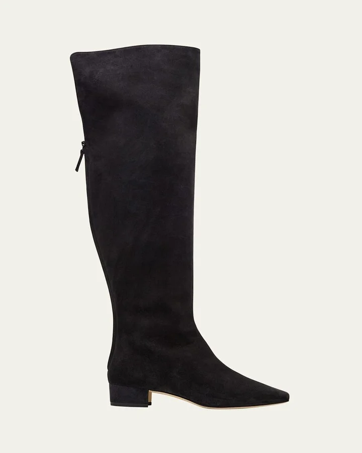 Gore Suede Block Heel Knee Boots