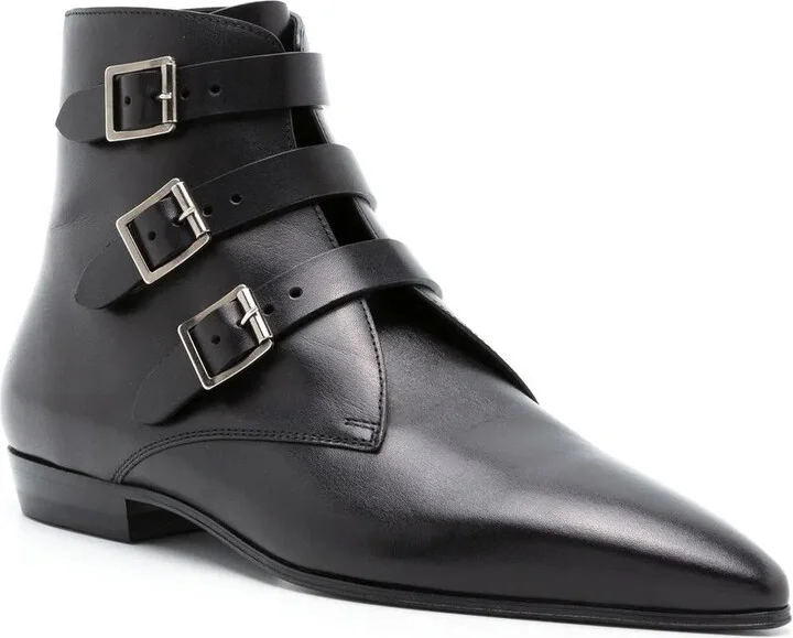 Goth leather buckle boots - Image 2