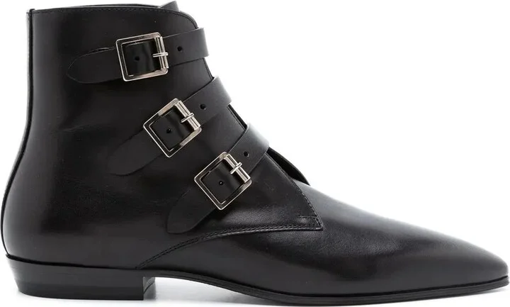 Goth leather buckle boots