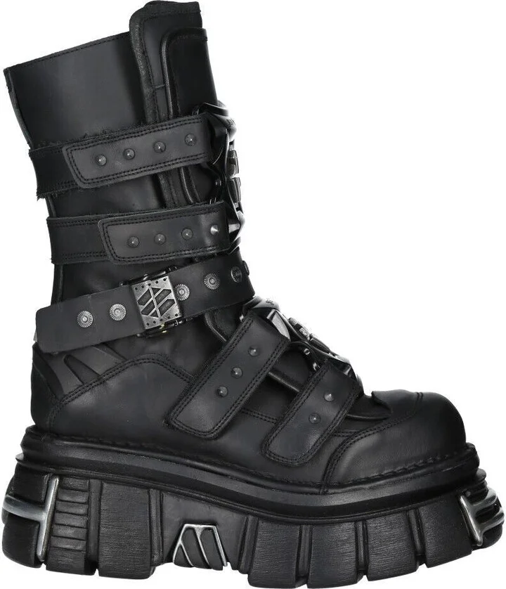 Goth Platform Leather Boots-M-MET422-S1