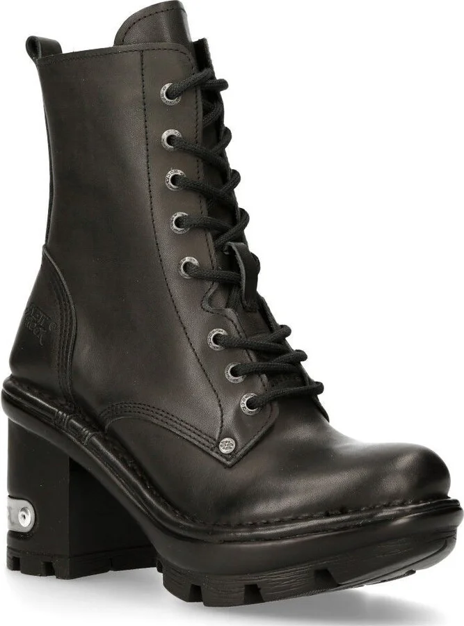 Gothic Black Leather Biker Boots- NEOTYRE07X-S1