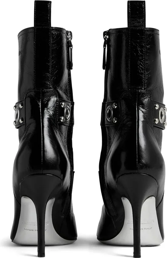Gothic eyelet-embellished leather ankle boots - Image 3