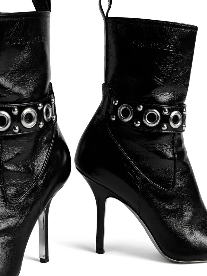 Gothic eyelet-embellished leather ankle boots - Image 4