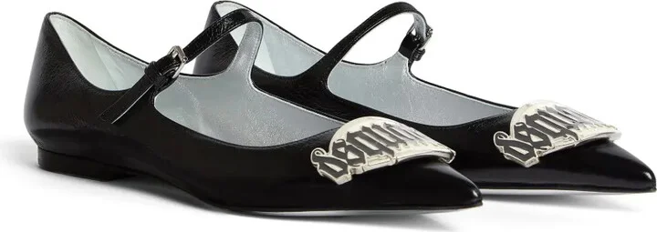 Gothic leather ballerina shoes - Image 2
