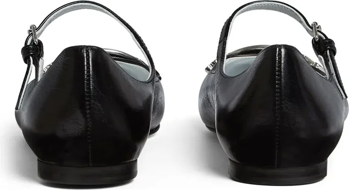 Gothic leather ballerina shoes - Image 3