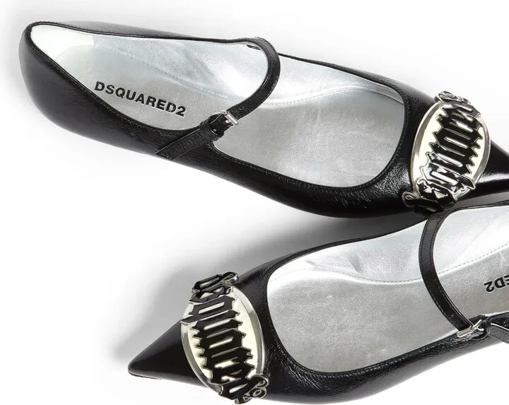 Gothic leather ballerina shoes - Image 4