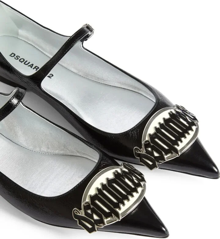 Gothic leather ballerina shoes - Image 5