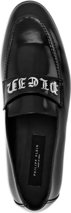 Gothic logo-plaque leather moccasins - Image 3