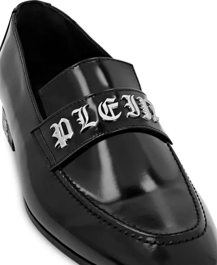 Gothic logo-plaque leather moccasins - Image 4