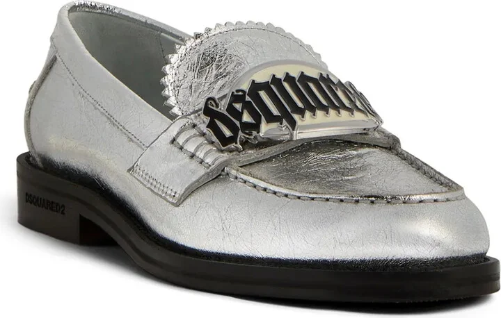 Gothic metallic-finish leather loafers - Image 2