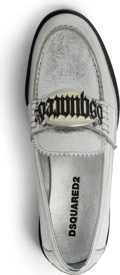 Gothic metallic-finish leather loafers - Image 4