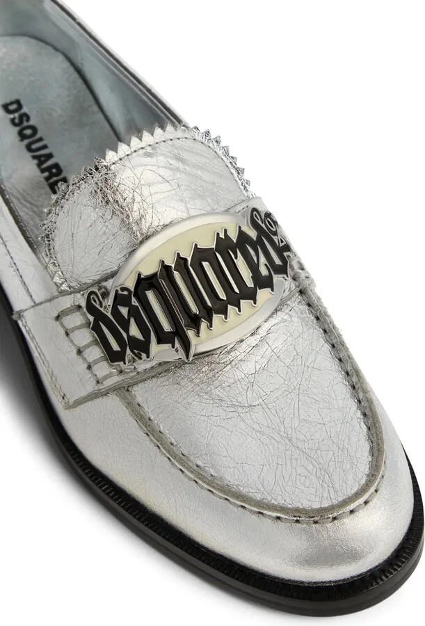 Gothic metallic-finish leather loafers - Image 5